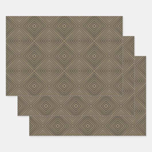 Sepia Tone Hypnotic Diamond Modern Pop Art Inpakpapier Vel (Set)