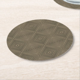 Sepia Tone Hypnotic Diamond Modern Pop Art Ronde Kartonnen Onderzetter