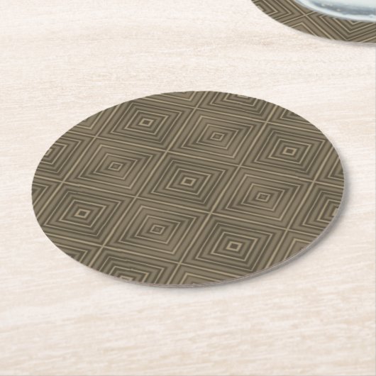 Sepia Tone Hypnotic Diamond Modern Pop Art Ronde Kartonnen Onderzetter (Gebogen)