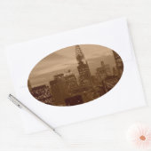 Sepia Tone New York City Ovale Sticker (Envelop)