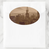 Sepia Tone New York City Ovale Sticker (Tas)