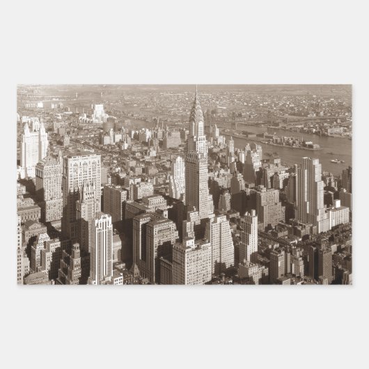  Sepia Tone New York Rechthoekige Sticker (Voorkant)