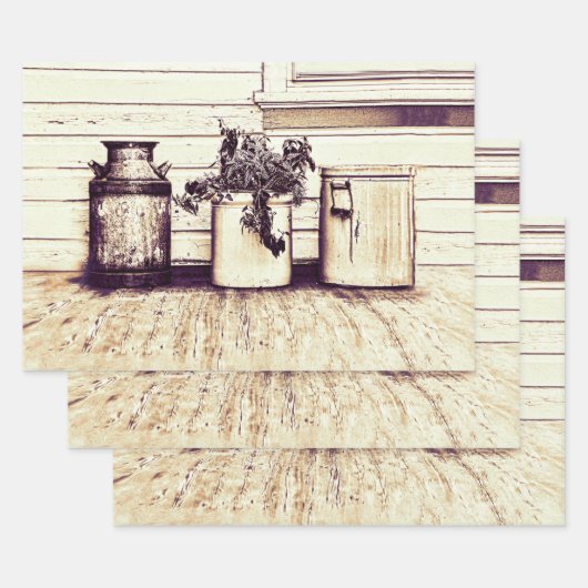  Sepia Tone Rustic Country Jugs Inpakpapier Vel (Set)
