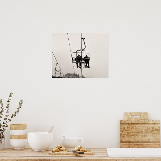 Sepia tone skisprint, die bovenaan wordt geplaatst poster (Keuken)