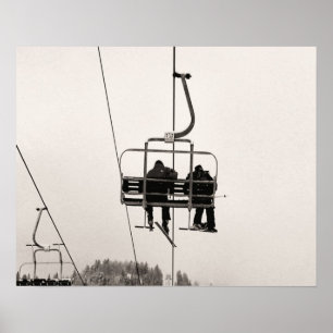 Sepia tone skisprint, die bovenaan wordt geplaatst poster