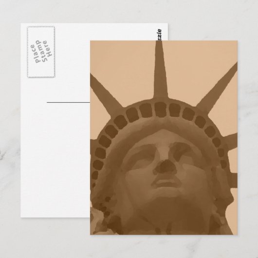  Sepia Tone Statue of Liberty Briefkaart (Voorkant / Achterkant)