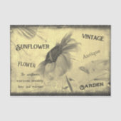 Sepia Tone Sunflower Ephemera Textuur Tissuepapier (Voorkant)