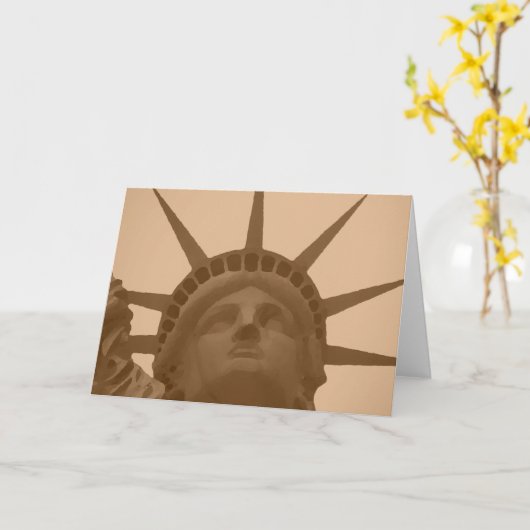  Sepia Tone Vrijheidsbeeld Kaart (Gele Bloem)