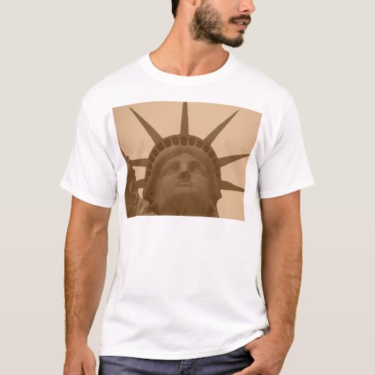 Sepia Tone Vrijheidsbeeld T-shirt (Voorkant)