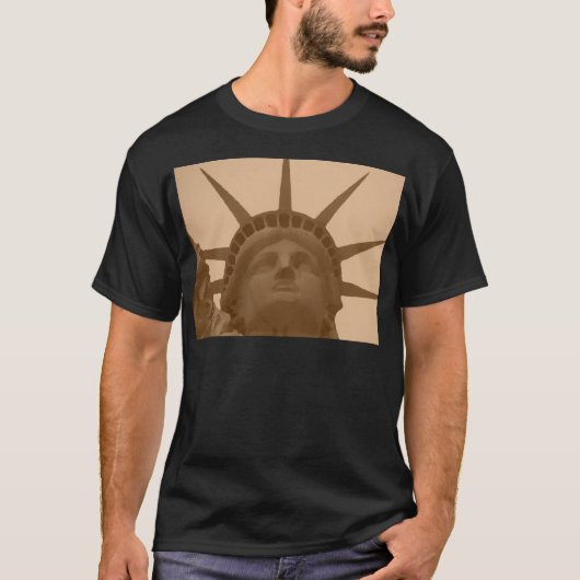  Sepia Tone Vrijheidsbeeld T-shirt (Voorkant)