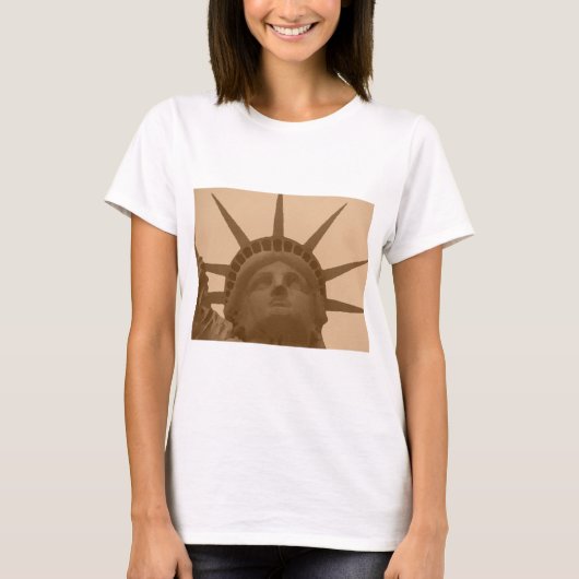  Sepia Tone Vrijheidsbeeld T-shirt (Voorkant)