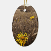Sepia tone Yellow wildbloemen Keramisch Ornament (Links)