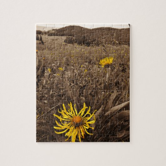Sepia tone Yellow wildbloemen Legpuzzel (Verticaal)