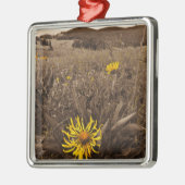 Sepia tone Yellow wildbloemen Metalen Ornament (Links)