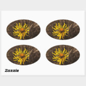 Sepia tone Yellow wildbloemen Ovale Sticker (Vel)