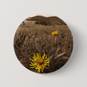 Sepia tone Yellow wildbloemen Ronde Button 5,7 Cm