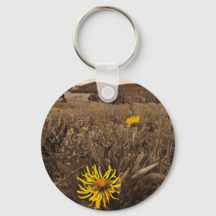 Sepia tone Yellow wildbloemen Sleutelhanger