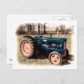 Sepia Toned Antiek  Tractor Briefkaart (Voorkant / Achterkant)