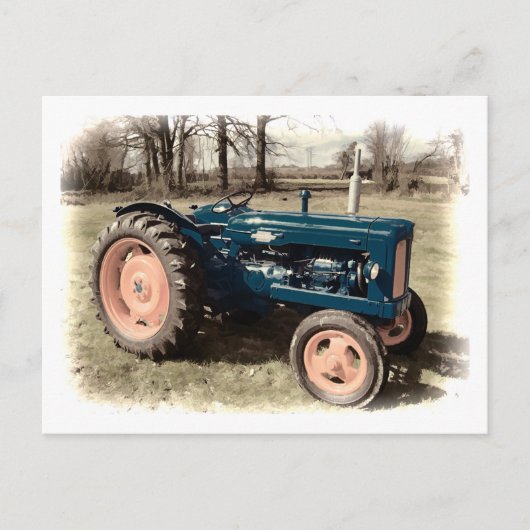 Sepia Toned Antiek  Tractor Briefkaart (Voorkant)
