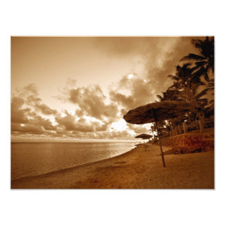 Sepia Toned Beach Scene Foto Afdruk