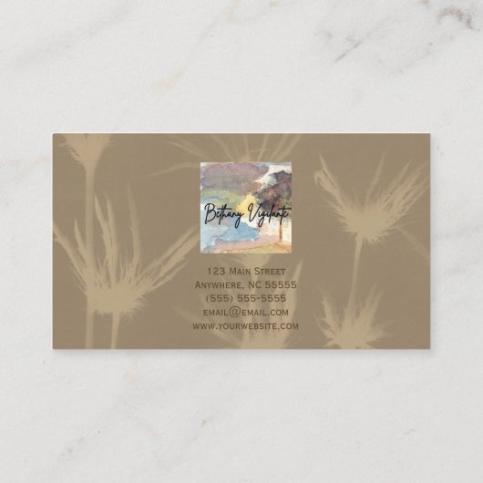 Sepia Toned Brown Flower Visitekaartje (Achterkant)
