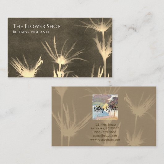 Sepia Toned Brown Flower Visitekaartje (Voorkant / Achterkant)