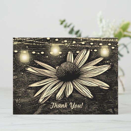 Sepia Toned Coneflower onder Jar Lights (Staand voorkant)