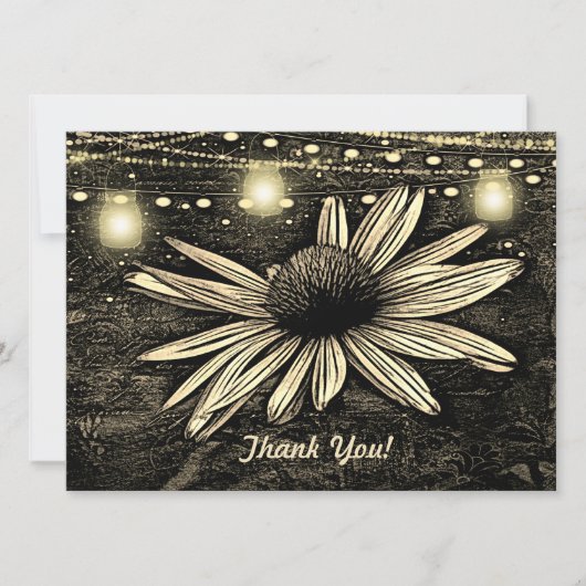 Sepia Toned Coneflower onder Jar Lights (Voorkant)