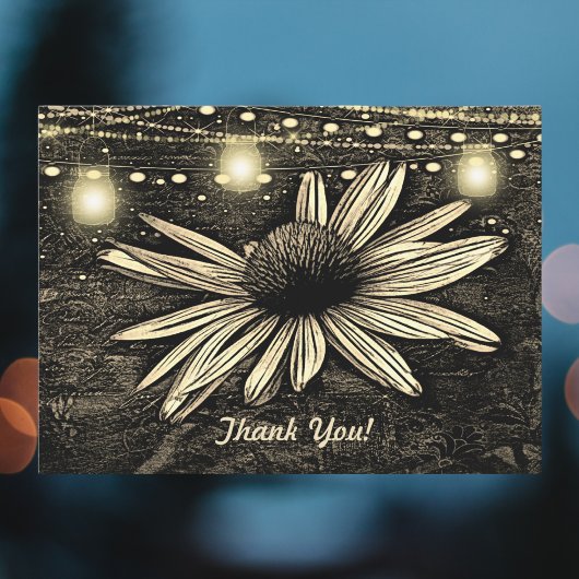 Sepia Toned Coneflower onder Jar Lights
