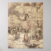 Sepia-toned Fairy Queen met creatie Poster (Voorkant)
