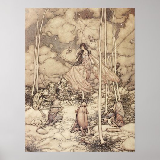 Sepia-toned Fairy Queen met creatie Poster (Voorkant)