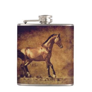 Sepia Toned Rustic Horse Art Heupfles