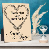 Sepia-Toned Victoriaans Hart Bruiloft Fotoplaat (Zijkant)