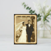 Sepia toned Vintage bruiloft dank u briefkaarten (Staand voorkant)