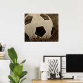Sepia Toned Voetbal Poster (Thuiskantoor)