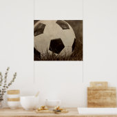 Sepia Toned Voetbal Poster (Keuken)