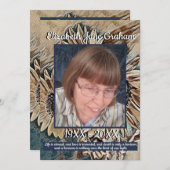 Sepia Toned Zonnebloem Kunst | Foto | Begrafenis Programmakaart (Voorkant / Achterkant)