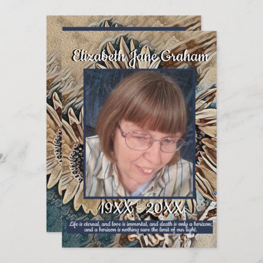 Sepia Toned Zonnebloem Kunst | Foto | Begrafenis Programmakaart (Voorkant / Achterkant)