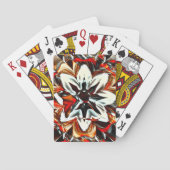 Sepia tot witte bloem omringd door roodgulden pokerkaarten (Achterkant)