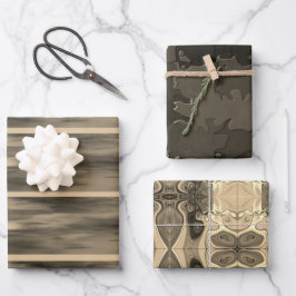 "Sepia Touch" inpakpapier Flat Sheet Set van 3