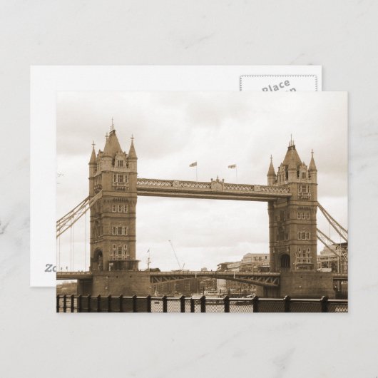 Sepia Tower Bridge Briefkaart (Voorkant / Achterkant)
