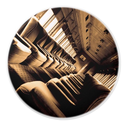 Sepia Train Interior Keramische Knop (Voorkant)