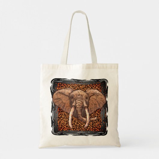 Sepia Tribal Elephant canvas tas (Achterkant)
