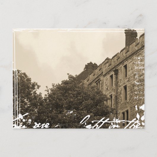 Sepia Uitzicht van het Briefkaart van het kasteel (Voorkant)