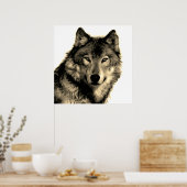 Sepia Unieke Motivatie Wolf Creative Square Poster (Keuken)