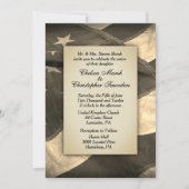  Sepia USA Flag Wedding Invitation Kaart (Voorkant)