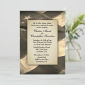  Sepia USA Flag Wedding Invitation Kaart (Staand voorkant)