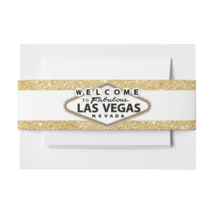 Sepia Vegas Teken op Glitter Gold Wedding Uitnodigingen Wikkel