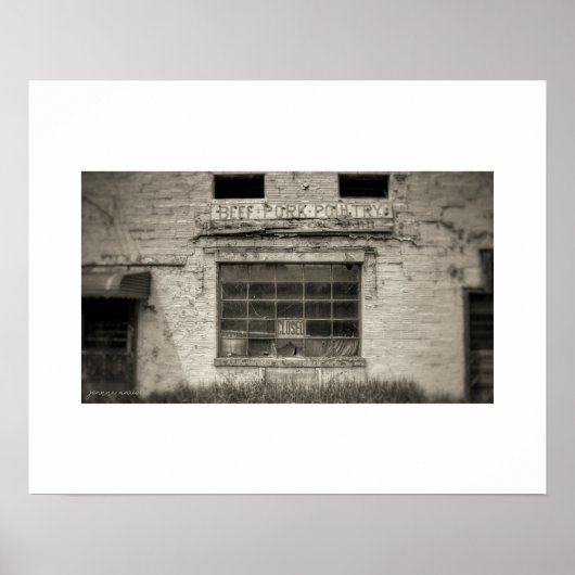 Sepia Verlaten Vleesmarkt Poster Print (Voorkant)
