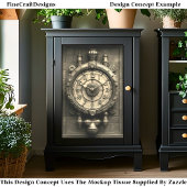 Sepia Victoriaanse Steampunk Klok CZ2S Decoupage Tissuepapier